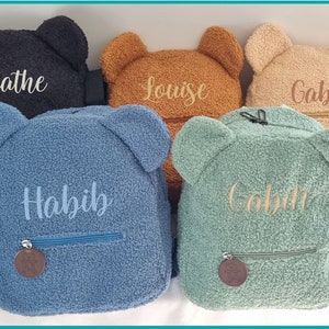 Sac à Dos Ourson Personnalisé - Sac Peluche Enfant Brodé à la Main - Sac de Nounou, Ecole, Balade - Cadeau Unique - Fabrication Française