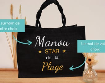 Spersonalizowana torba z juty z haftem – prezent na Dzień Babci – haftowana torba z juty z imieniem – pomysł na prezent – spersonalizowana torba dla babci