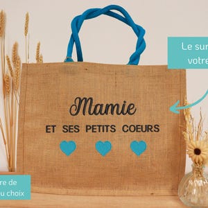 Personalisierte Jute-Tragetasche mit Stickerei - Großmuttertagsgeschenk - Bestickte Jute-Tragetasche mit Vornamen - Geschenkidee - Personalisierte Oma-Tasche