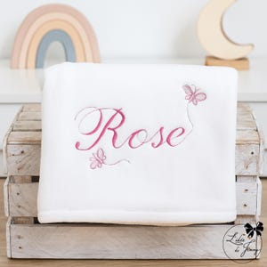 Personalized baby blanket embroidered with first name – Soft birth blanket – Baby girl or boy gift – Baby shower gift idea image 5