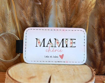 Family keychain in faux leather - Grandma keychain - Personalized keychain - Personalized gift for Grandma