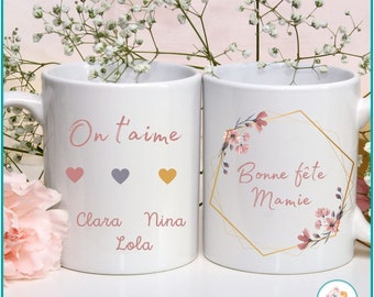 Personalisierte Tasse – Happy Grandma's Day – Geschenkidee zum Oma-Tag – Großmuttertag – Oma-Tasse – Oma, wir lieben dich – Oma der Liebe