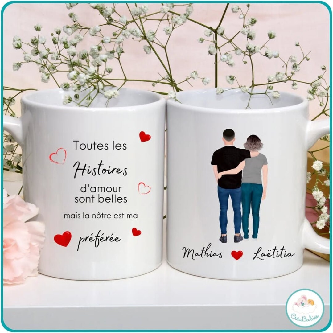 Mug personnalisé couple cadeau saint valentin mug couple mug personnalisé  histoire d'amour préférée -  France