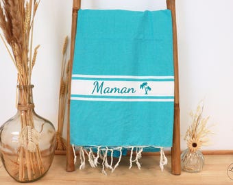 Personalized embroidered fouta towel – Combed cotton beach towel – Personalized wedding & corporate gift – 100x200 cm