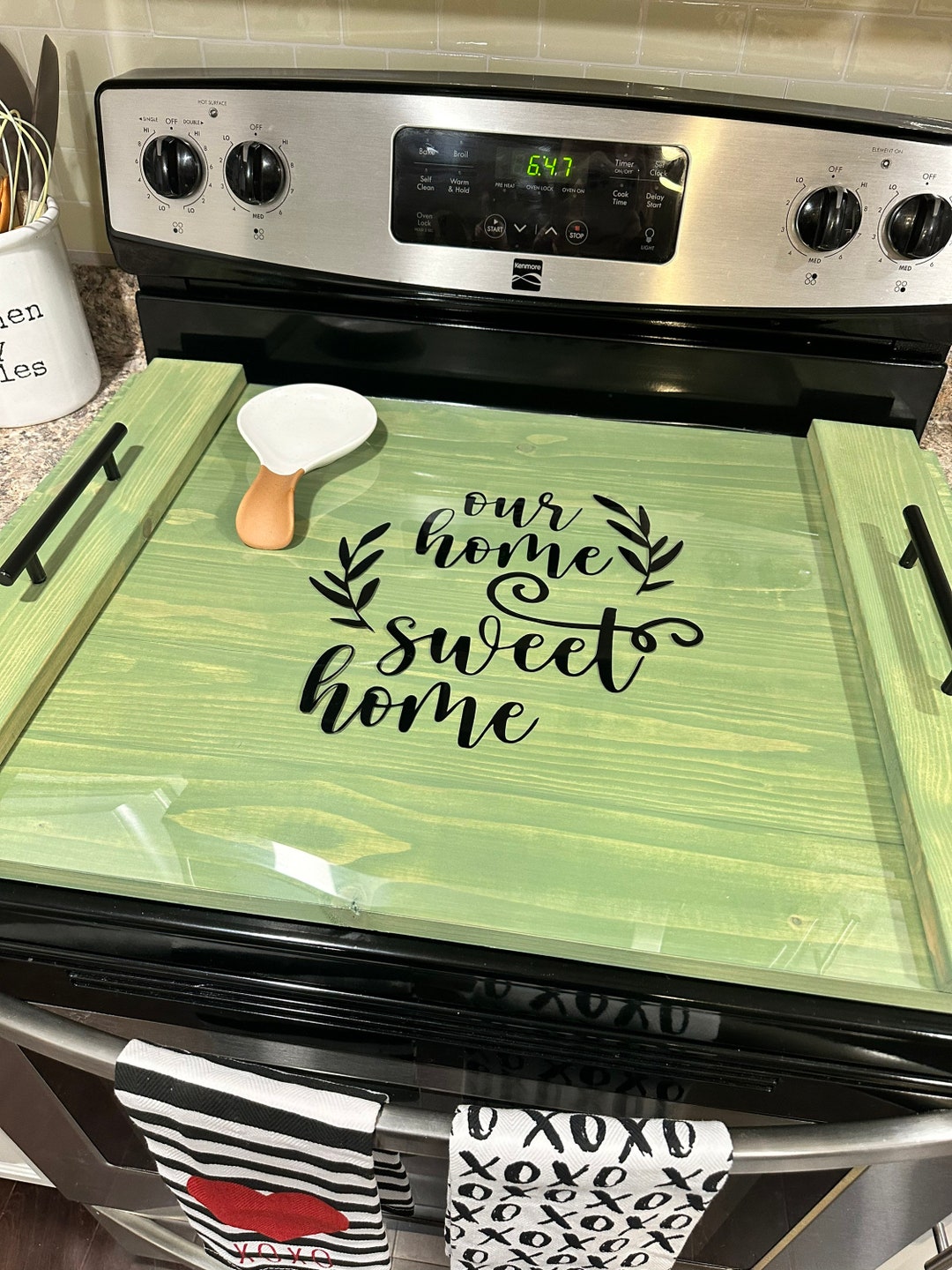 Acrylic Top Stove Top / Spice Rack & Stove Top Cover / Wood Stove Cover / Noodle Board / Rustic