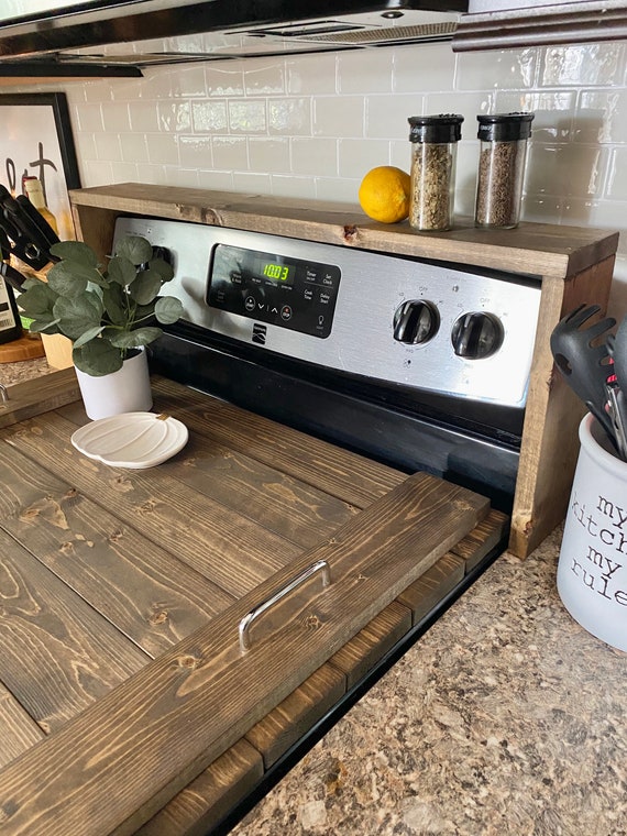 Spice Rack & Stove Top Cover / Wood stove cover / noodle board Etsy