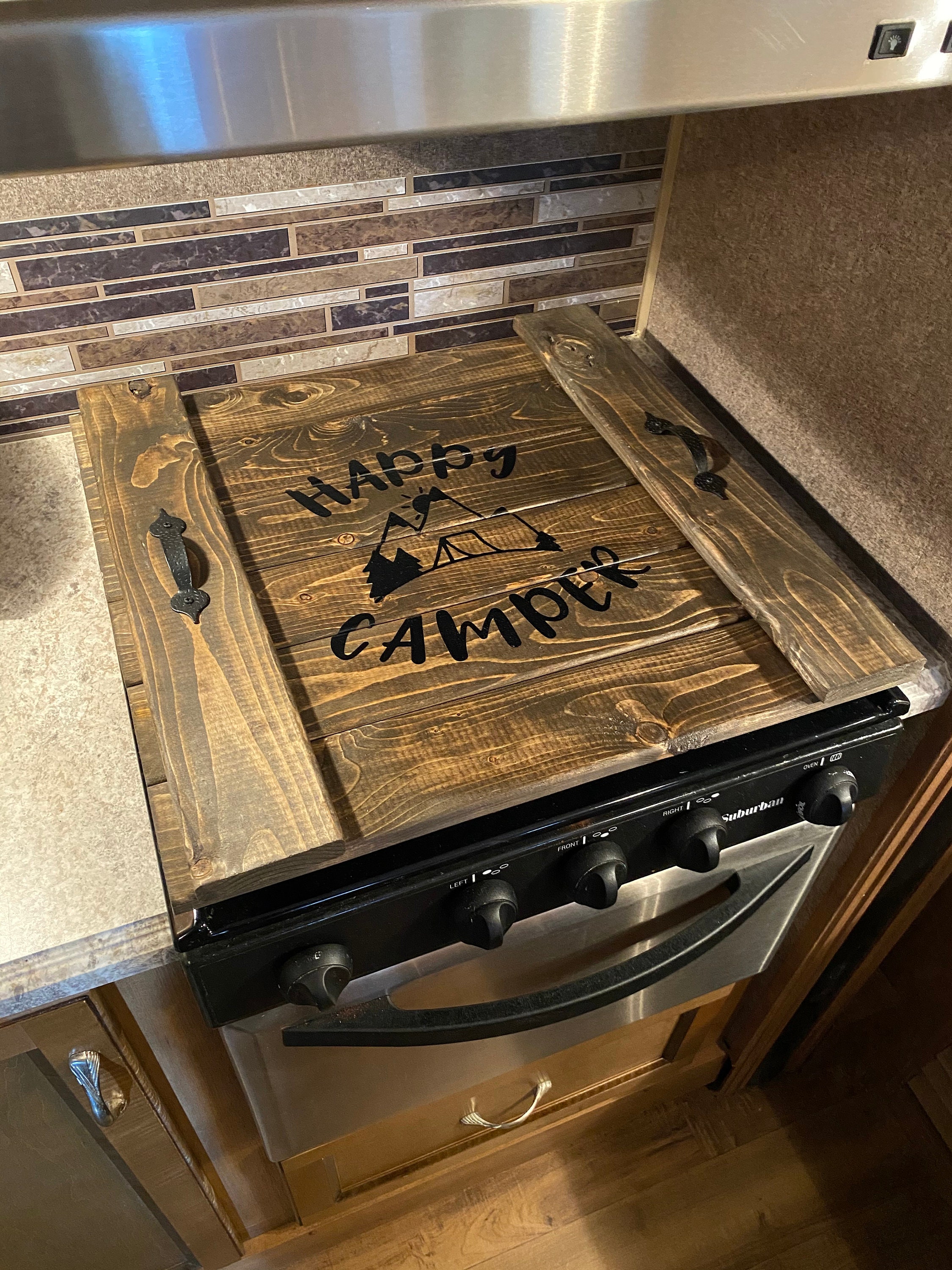 Handmade Large Cutting Board with Handles, Wood Stove Top Cover –  stonewondesigns