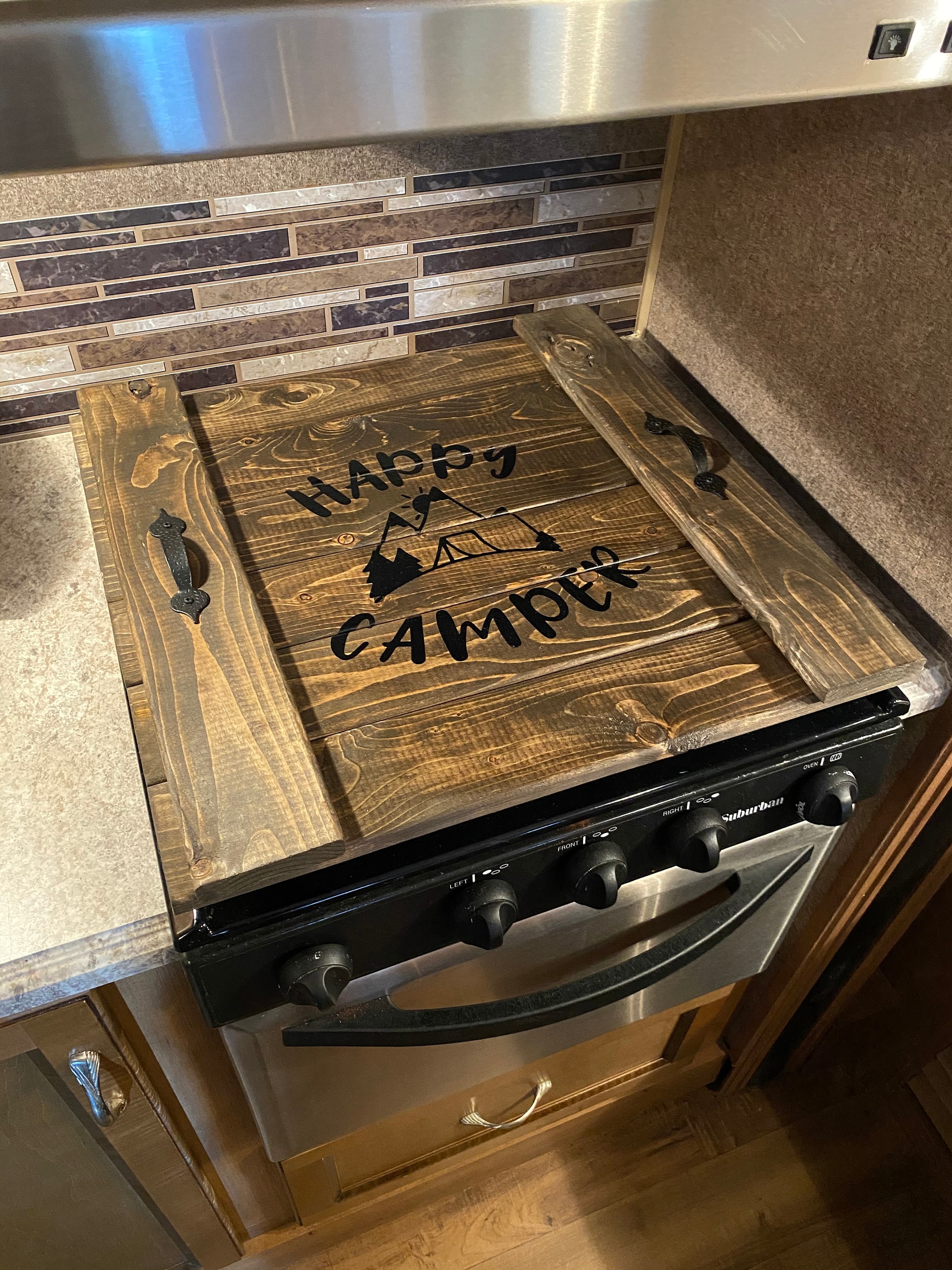 Personalized Noodle Board for Stove Top. Hand Made Hard Wood Gas or Electric  Range Cover. Real Cherry, Walnut, Maple. No Stains. Food Safe. 