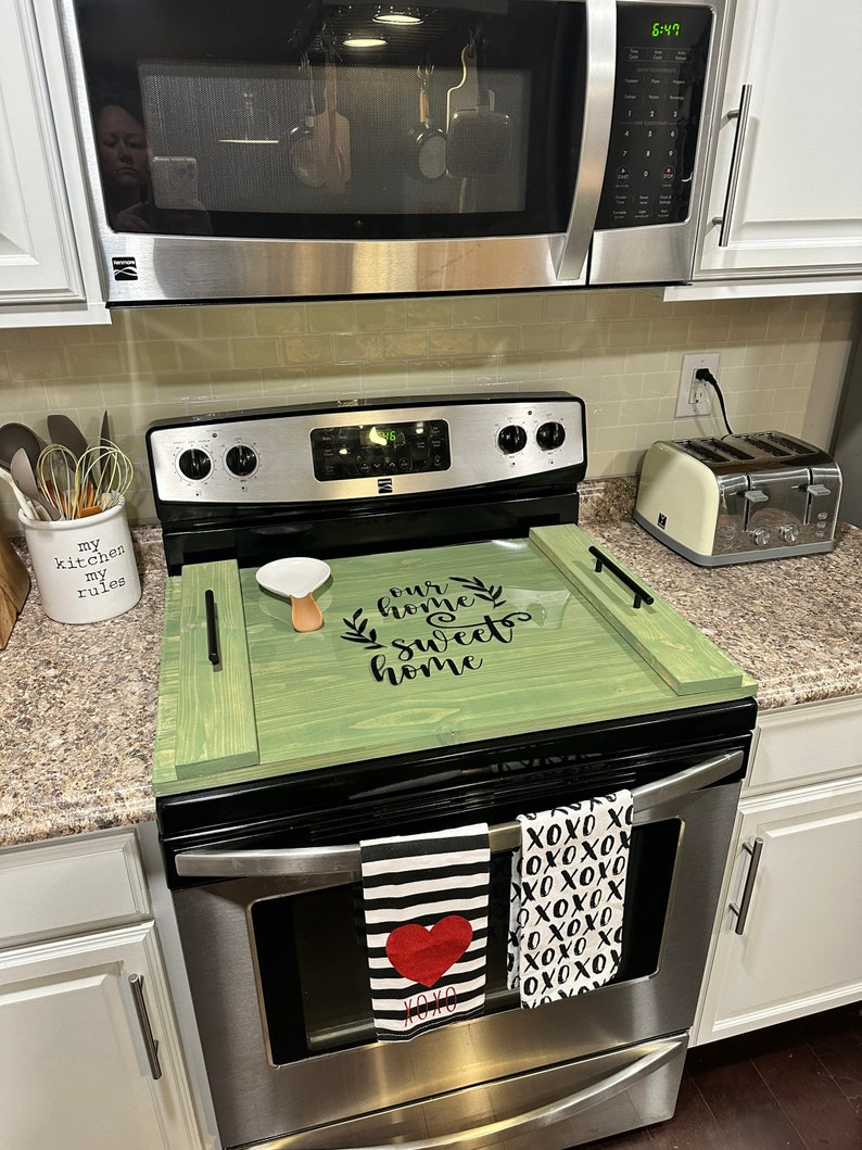 Acrylic Top Stove Top / Spice Rack & Stove Top Cover / Wood Etsy