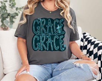 Grace Upon Grace PNG | Christian Sublimation Design | Retro Faith PNG | Bible Verse Digital Download | Religious Quote PNG