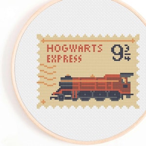 HP Train Cross Stitch Pattern - Wizard Express Cross Stitch Pattern - Platform 9 3/4 Cross Stitch Instant Download