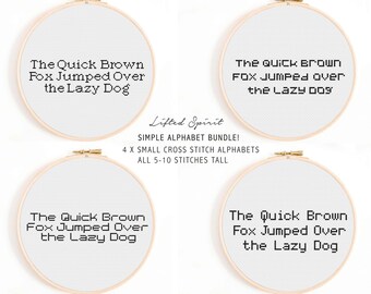 4 x Small Alphabet Cross Stitch Patterns - Tiny Cross Stitch Alphabet - Simple Small Serif and San Serif Cross Stitch Font Pattern