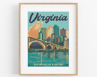 Virginia Cross Stitch Pattern Virginia Cross Stitch Cross Stitch Home Decor Virginia Decor Cross Stitch Patterns Virginia