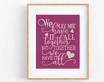 Family Quote Cross Stitch Pattern - Togetherness Inspirational Cross Stitch Pattern PDF Instant Download. Family Cross Stitch Patterns