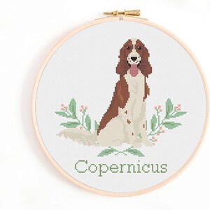 Irish Setter Cross Stitch Pattern - Personalise Your Dog Nameplate Pattern Instant Download. Red Setter / Red and White Setter Cross Stitch