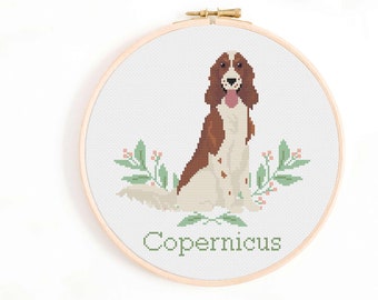 Irish Setter Cross Stitch Pattern - Personalise Your Dog Nameplate Pattern Instant Download. Red Setter / Red and White Setter Cross Stitch
