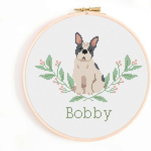 French Bulldog Cross Stitch Pattern - Personalise Your Own Frenchie Nameplate Pattern PDF Instant Download. Fawn, Black and Tan, Red Pied
