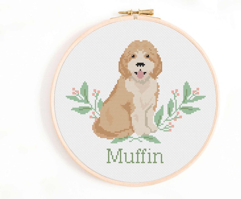 Cockapoo / Cavapoo Cross Stitch Pattern - Personalise Your Dog Nameplate Pattern PDF Instant Download. Cockerpoo Cross Stitch / Sproodle image 1
