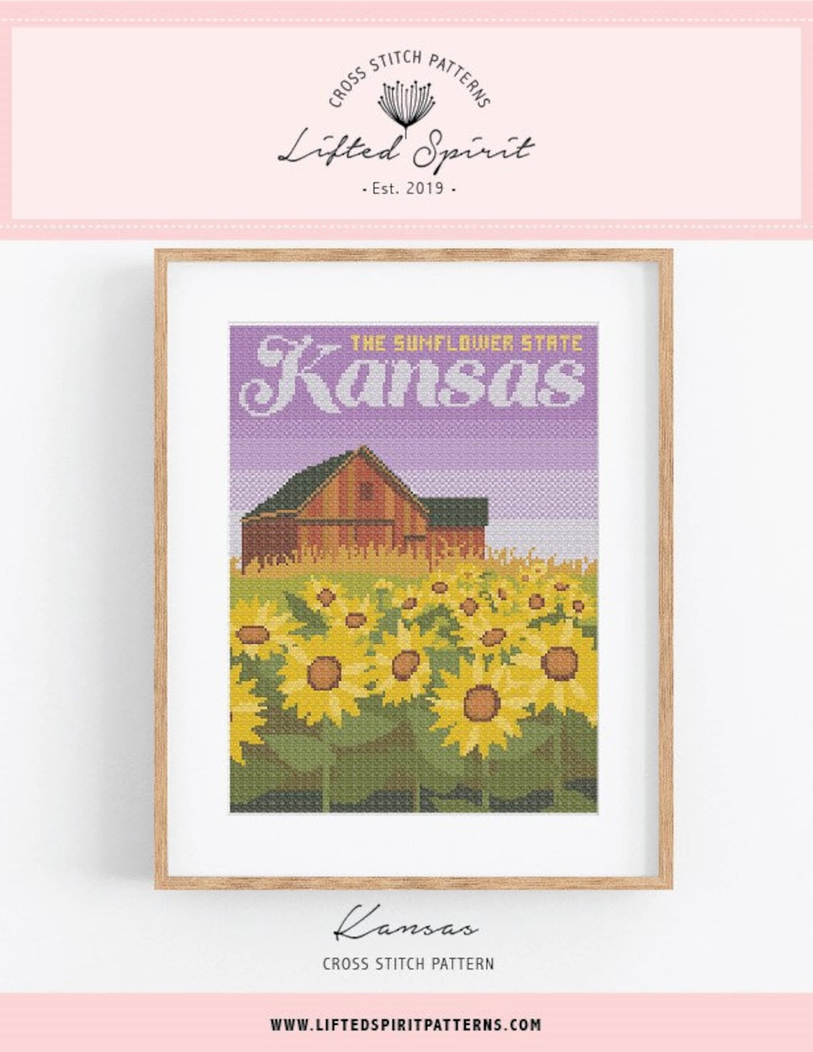 Vintage Travel 'kansas' Cross Stitch Pattern - Vintage Style Kansas ...