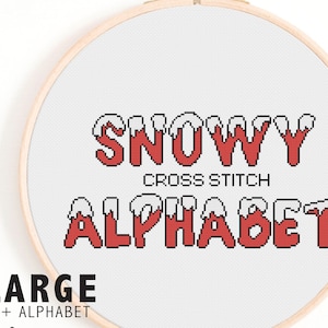 Snowy Alphabet - Full Alphabet Cross Stitch Pattern - Christmas Cross Stitch Alphabet - Xmas Large-Sized Cross Stitch Font Pattern Chart