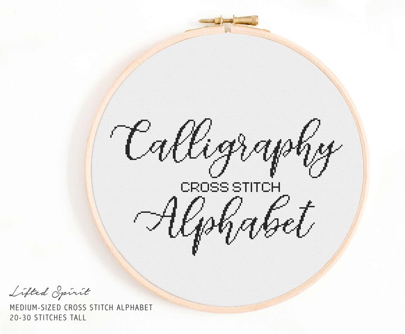 Full Alphabet Cross Stitch Pattern Calligraphy Cross Stitch Alphabet Decorative, Medium-Sized Handwriting Cross Stitch Alphabet Pattern image 2