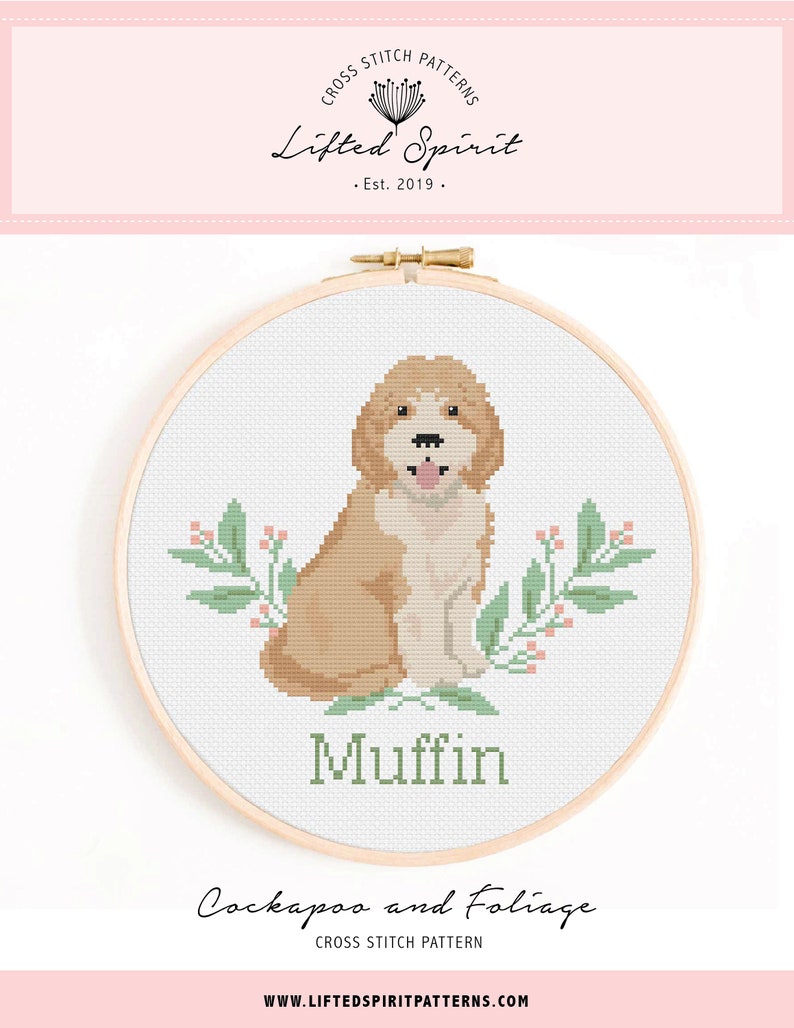 Cockapoo / Cavapoo Cross Stitch Pattern - Personalise Your Dog Nameplate Pattern PDF Instant Download. Cockerpoo Cross Stitch / Sproodle image 7