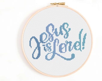 Christliches Kreuzstichmuster - Jesus Is Lord Cross Stitch Pattern PDF Bibel Philipper 4:13