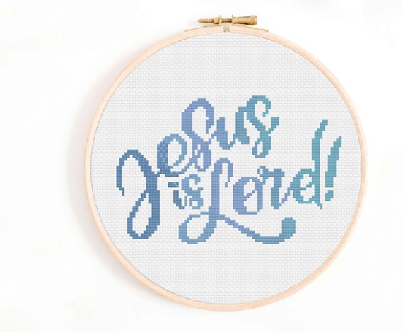Christian Cross Stitch Pattern -  Jesus Is Lord Cross Stitch Pattern PDF Bible Philippians 4:13