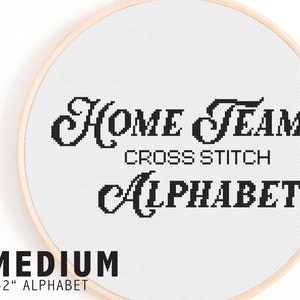 Home Team Alphabet Cross Stitch Pattern - Full Cross Stitch Alphabet Medium - Vintage Style Americana Cross Stitch Alphabet Pattern
