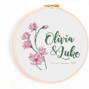 Wedding Cross Stitch Pattern - Modern Wedding Cross Stitch Pattern for Personalization - Wedding Date Cross Stitch Pattern PDF Download
