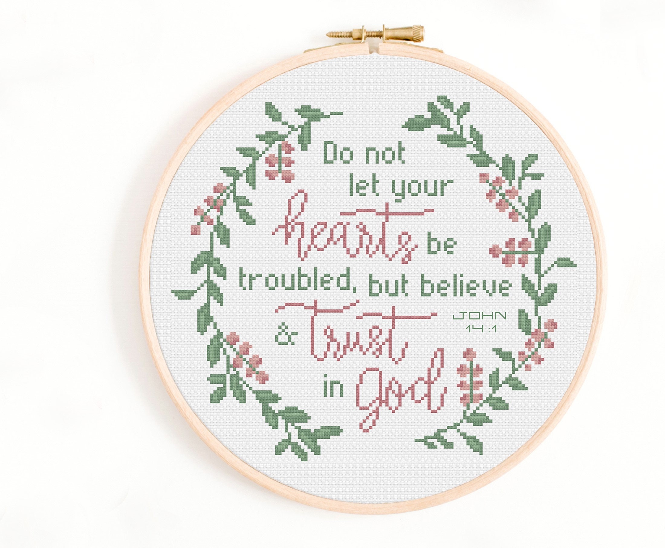 Christian Cross Stitch Pattern Do Not Let Your Hearts Be - Etsy