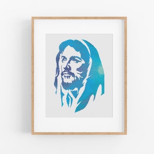 Jesus Watercolor Cross Stitch Pattern: Christian Art (PDF Download)
