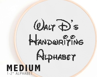 Walt D Alphabet Cross Stitch Pattern - Full Cross Stitch Alphabet Medium AND Small - Walt&#39;s Handwriting Cross Stitch Alphabet Pattern
