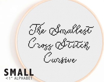 Smallest Cursive Alphabet Cross Stitch Pattern - Little Cross Stitch Alphabet - Small Cute Cross Stitch Alphabet Pattern - Cursive Font