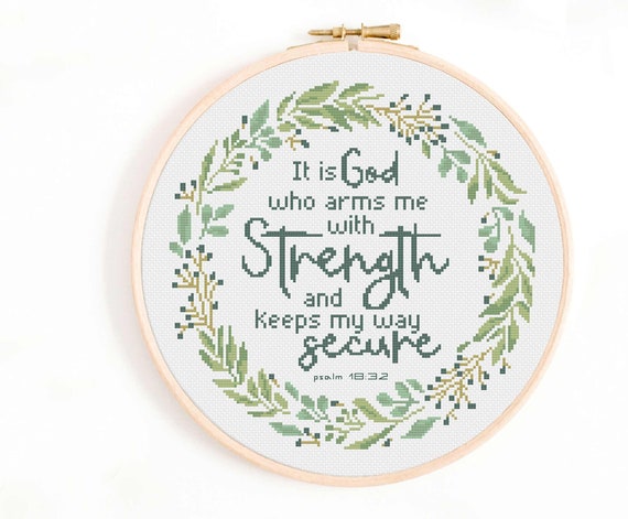 Christian Cross Stitch Pattern - It is God Who Arms Me With