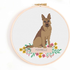 German Shepherd Cross Stitch Pattern - Personalise Your Own GSD Nameplate Pattern PDF Instant Download. Alsatian Dog Cross Stitch Colours