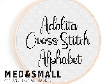 Full Alphabet Cross Stitch Pattern - Calligraphy Cross Stitch Alphabet - Decorative, Medium-Sized Handwriting Cross Stitch Alphabet Pattern