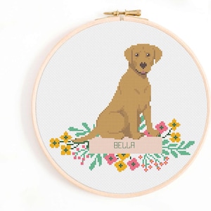 Labrador Cross Stitch Pattern - Personalise Your Own Labrador Nameplate Pattern PDF Instant Download. Retriever, Golden, Chocolate, Silver