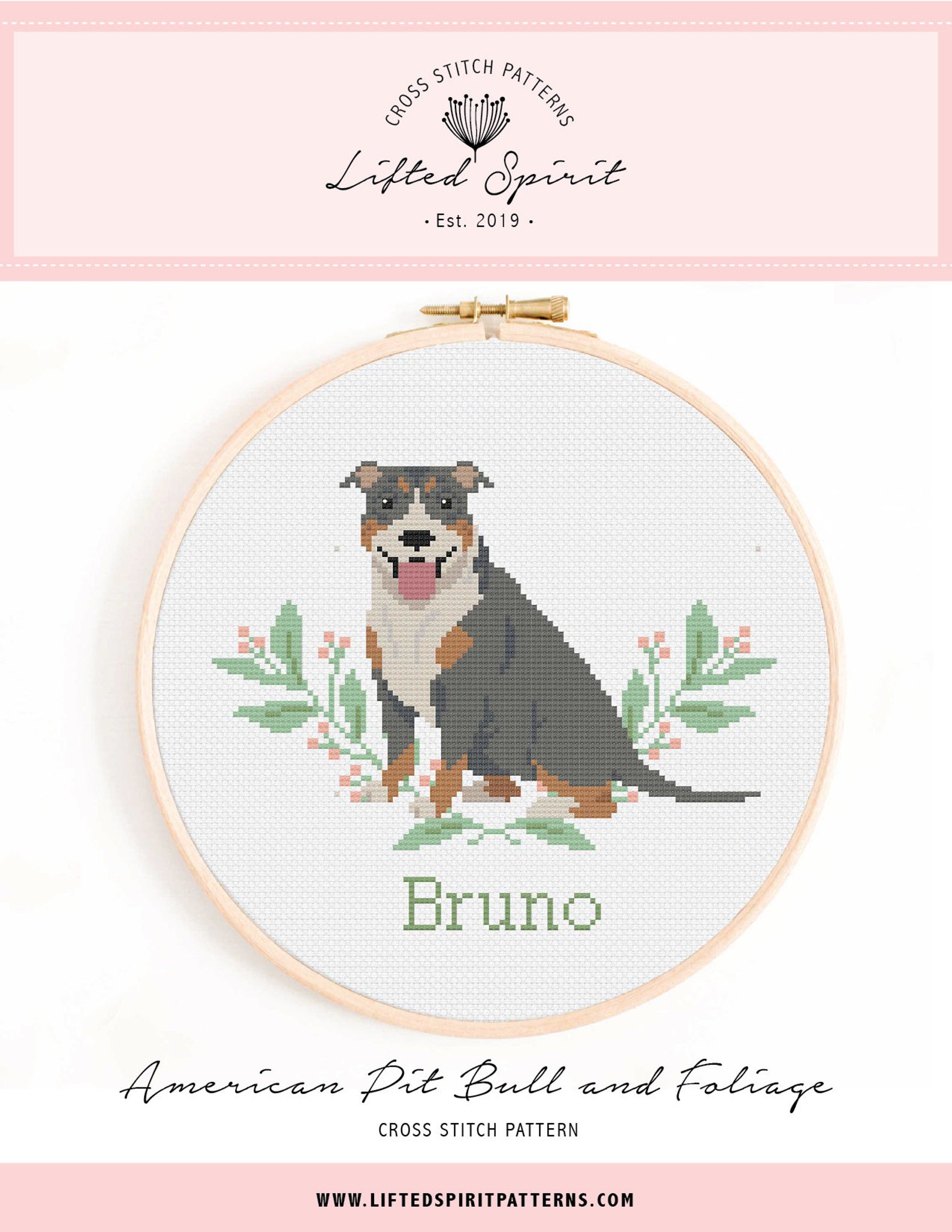 Pitbull Patterns American Pit Bull Cross Stitch Pattern - Personalise Your Own Pit Bull ...