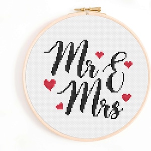 Mr & Mrs - Wedding Cross Stitch Pattern - Modern Wedding Cross Stitch Pattern for Wedding Gift - Wedding Cross Stitch Pattern PDF Download