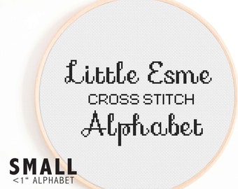 Small Curly Alphabet Cross Stitch Pattern - Little Esme Cross Stitch Alphabet - Small Cute Cross Stitch Alphabet Pattern - Cursive Font