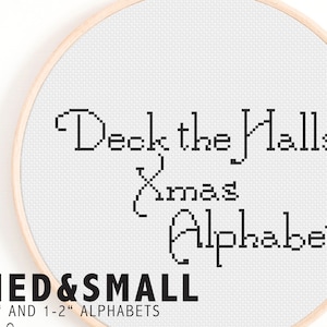 Full Christmas Alphabet Cross Stitch Pattern - Christmas Cross Stitch Alphabet - Small Santa-Style Cross Stitch Alphabet Pattern - Xmas