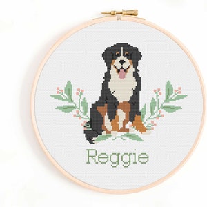 Bernese Mountain Dog Cross Stitch Pattern - Personalise Your Own Bernie Nameplate Pattern PDF Instant Download. Sennenhund Dog Cross Stitch