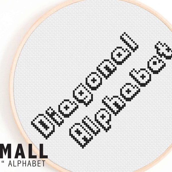 Small Diagonal Alphabet Cross Stitch Pattern - 45 Degree Angled Cross Stitch Alphabet - Sideways Cross Stitch Alphabet Pattern - Unique