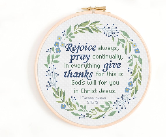 Christian Cross Stitch Pattern - Rejoice Always, Pray Continually