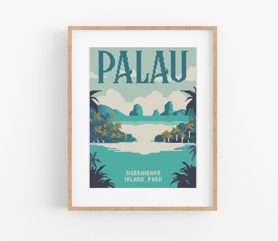 Palau Pattern Palau Vintage Travel Poster Cross Stitch Pattern (PDF Download) - Etsy