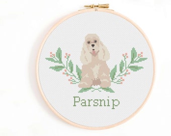 Personalized Cocker Spaniel Cross Stitch Pattern: Dog Nameplate (PDF Download)