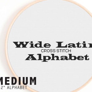 Wide Latin Alphabet Cross Stitch Pattern - Full Cross Stitch Alphabet Medium - Classic Font Cross Stitch Alphabet Pattern