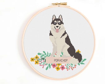 Husky Kreuzstich Muster - Personalisieren Sie Ihren eigenen Hund Namensschild Muster PDF Sofort Download. Siberian Husky Kreuzstich, Alaskan Husky