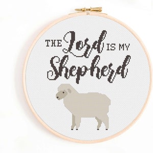 The Lord is My Shepherd Cross Stitch Pattern - Christian Cross Stitch Pattern - Bible Cross Stitch PDF Instant Download. Sheep Cross Stitch